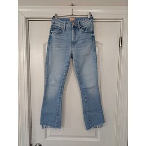 MOTHER The Insider Crop Step Fray Jeans Light Wash minimalist Women's 24